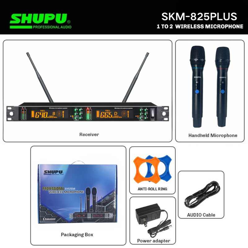 SHUPU SKM-825PLUS Dynamic Headset Microphone Professional UHF Wireless Handheld Mic IR Tech Noise Ca-5