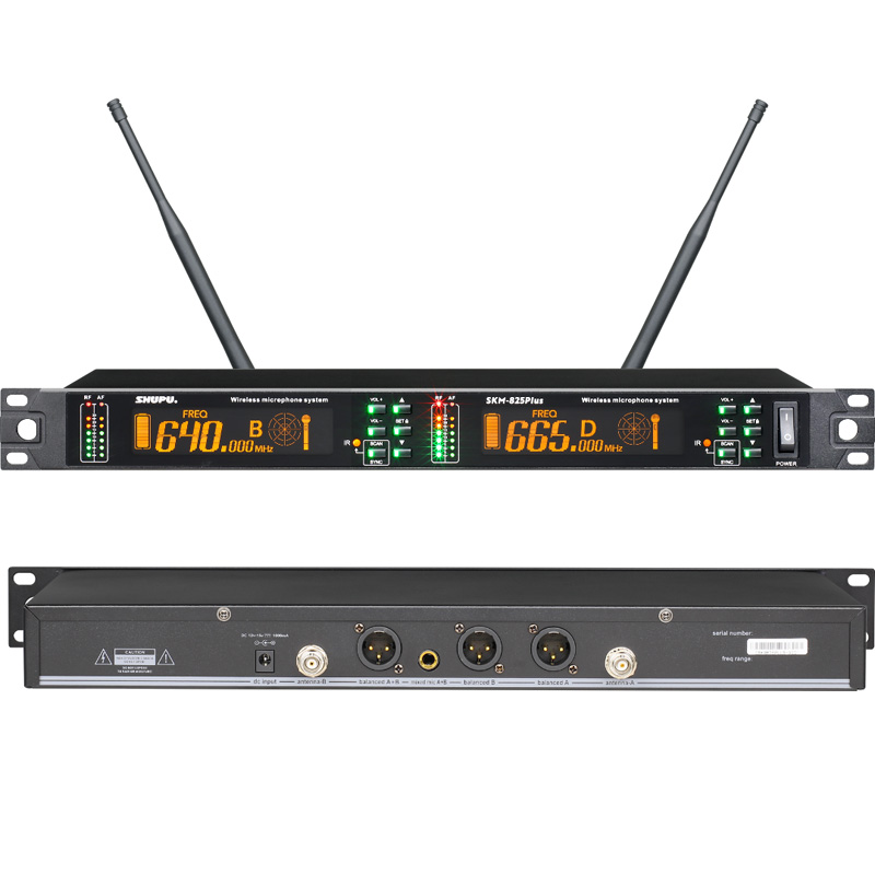 SHUPU SKM-825PLUS Dynamic Headset Microphone Professional UHF Wireless Handheld Mic IR Tech Noise Ca-2