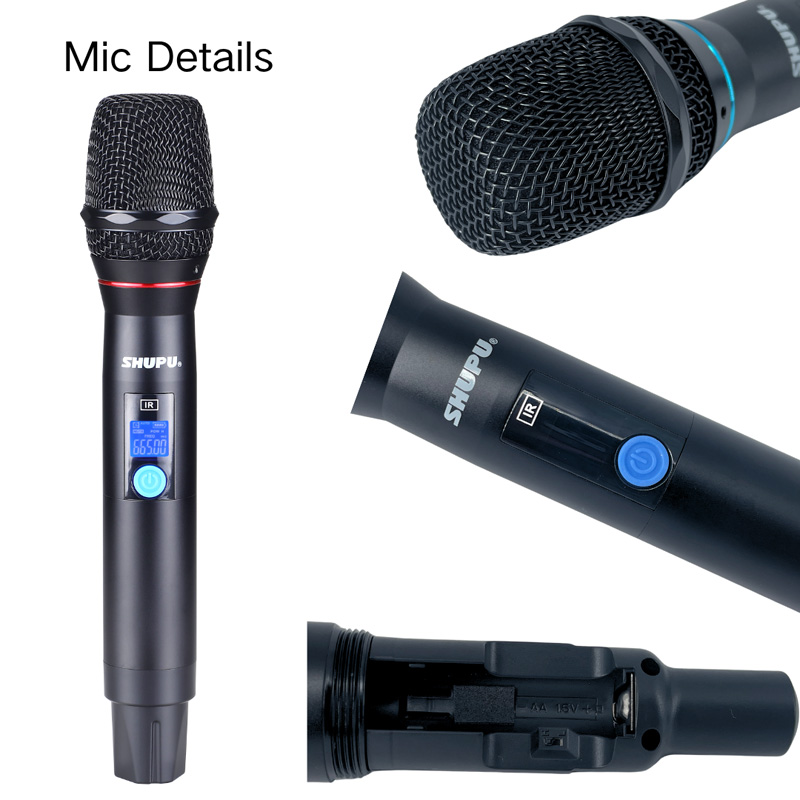 SHUPU SKM-825PLUS Dynamic Headset Microphone Professional UHF Wireless Handheld Mic IR Tech Noise Ca-1